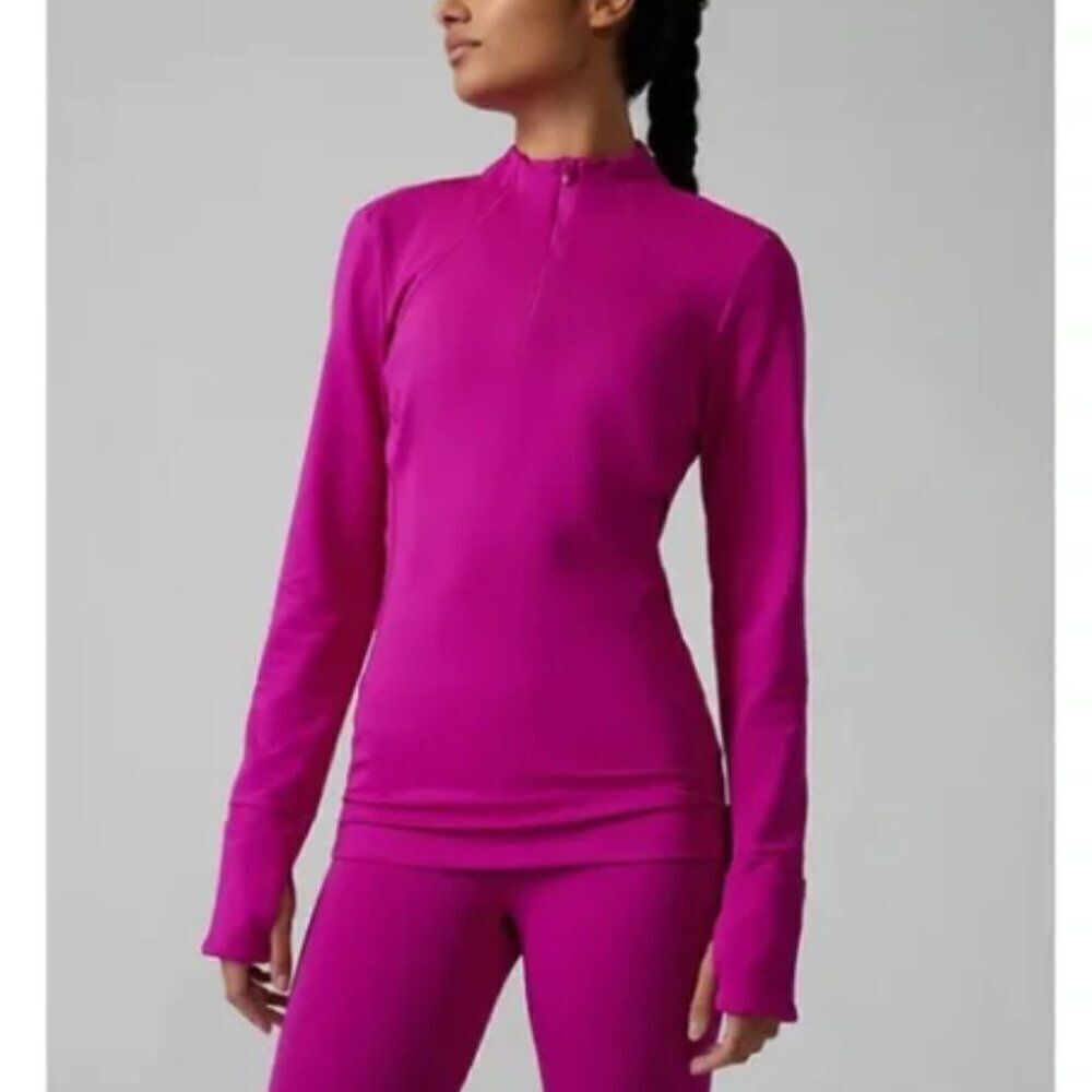 ATHLETA Whistler Half Zip Fitness Travel Top Pink Size XXS
